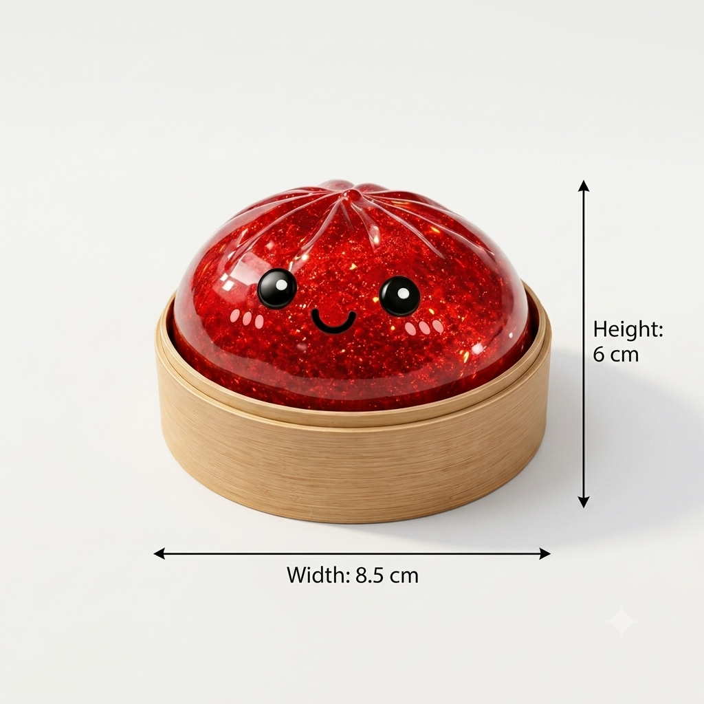 Red Glitter Dumpling Squishy – Soft Slow-Rising Sensory Toy