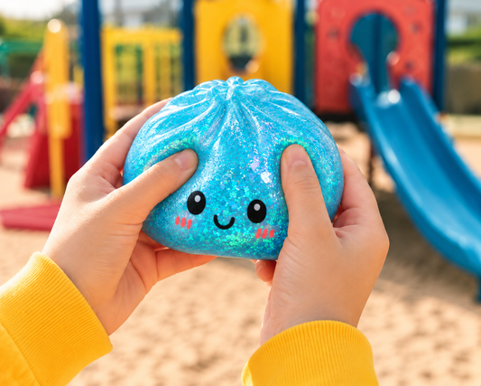 Blue Glitter Dumpling Squishy – Soft Slow-Rising Sensory Toy