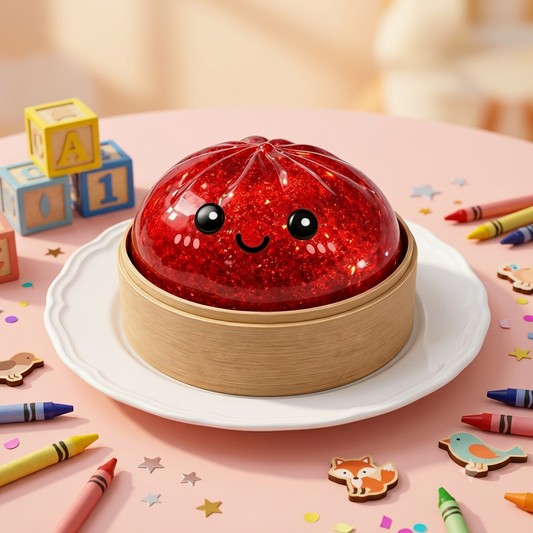 Red Glitter Dumpling Squishy – Soft Slow-Rising Sensory Toy