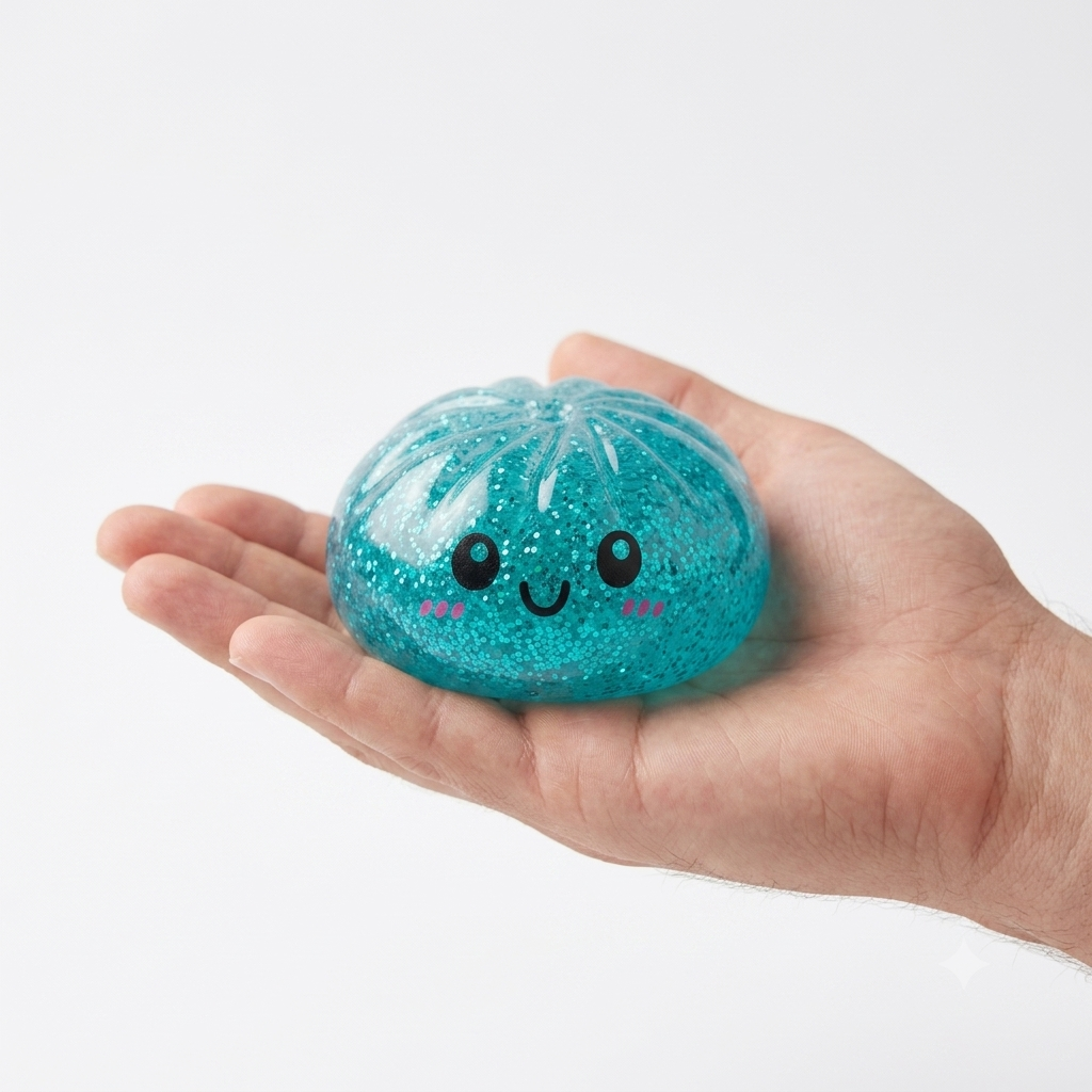 Blue Glitter Dumpling Squishy – Soft Slow-Rising Sensory Toy