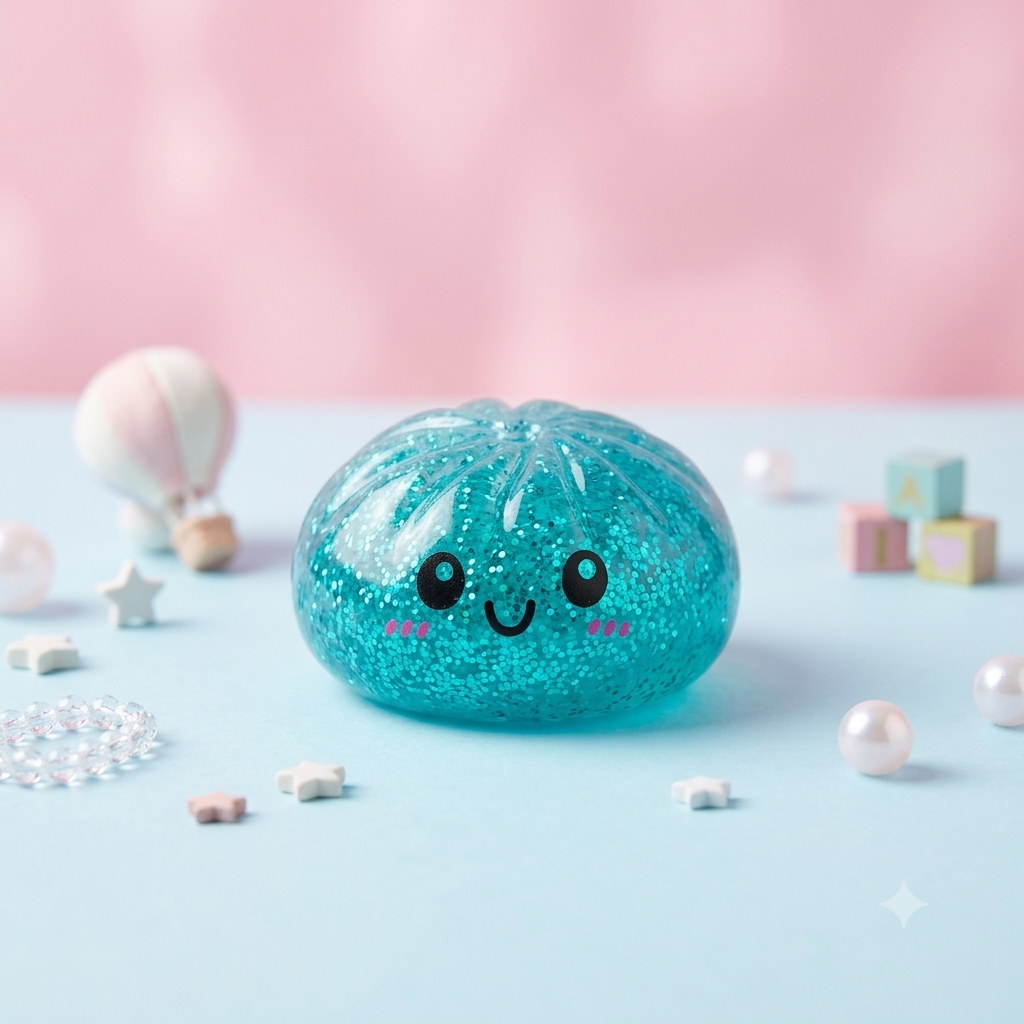 Blue Glitter Dumpling Squishy – Soft Slow-Rising Sensory Toy